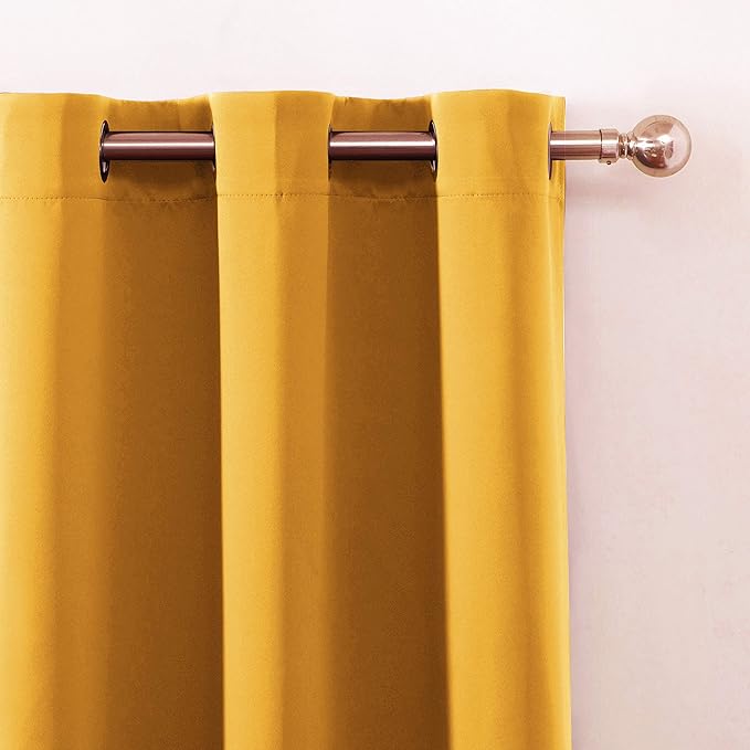 LEMOMO Yellow Thermal Blackout Curtains/38 x 63 Inch/Set of 2 Panels Room Darkening Curtains for Bedroom