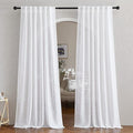 NICETOWN White Linen Sheer Curtains 90" Length, Rod Pocket & Back Tab Window Treatments Semi Sheer Curtain Drapes Privacy with Light Through for Living Room/Bedroom, 104 inch Length Total 2 Panels