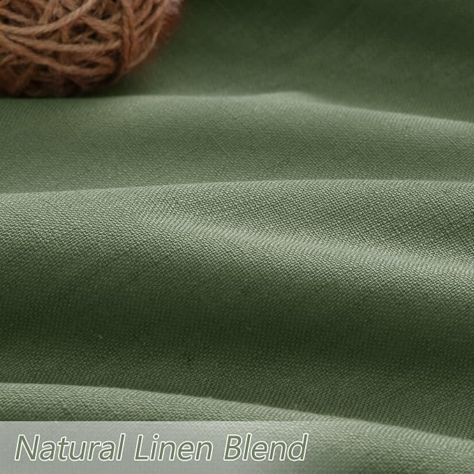 Guken Olive Green 100% Blackout Curtains 84 Inch Length 2 Panels Set for Living Room Bedroom Back Tab Thermal Insulated Black Out Linen Drapes Room Darkening Window Curtains 84 Inches Long