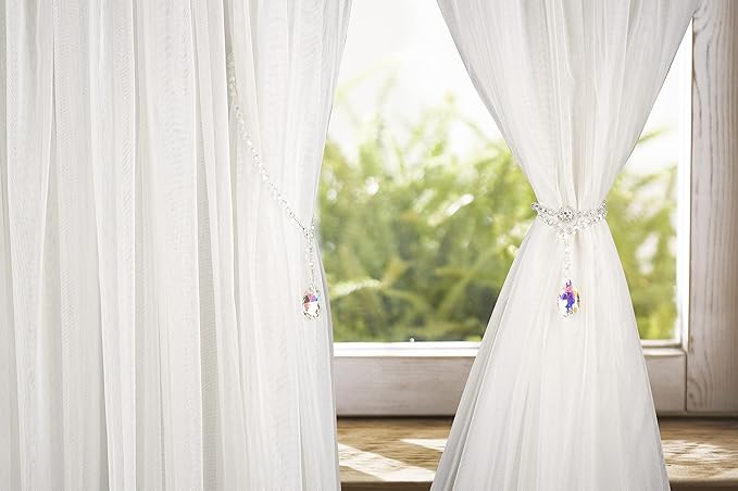 SUQ I OME 2 Pack of Luxury Crystal Beaded Magnetic Curtain Tieback and Holdback Curtain Clips Curtain Buckle Curtain Holder Blingbling Curtain Holdbacks for Drapes,Colorful
