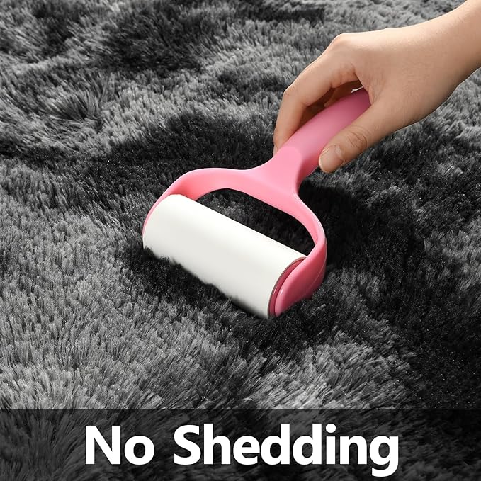 Deerhoo Shag Area Rug, 4 X 6 Tie-Dyed Plush Fuzzy Rugs for Living Room, Ultra Soft Fluffy Furry Rug for Bedroom, Indoor Carpet Nursery Rugs for Kids Room Home Decor, Dark Grey