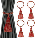 Fenghuangwu 4 Pack Curtain Tie Backs Rope Tassels for Curtains Drape tiebacks Handmade Outdoor Home and Outdoor Decorative (Mix red, 4p)