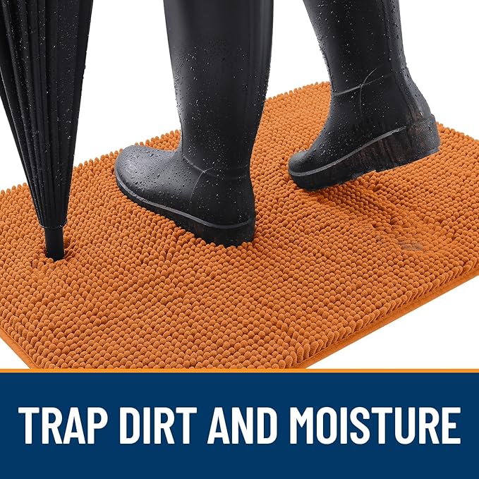 OLANLY Dog Door Mat for Muddy Paws 47x24, Absorbs Moisture and Dirt, Absorbent Non-Slip Washable Doormat, Quick Dry Chenille Mud Mat for Dogs, Entry Indoor Entryway Carpet for Inside Floor, Clay