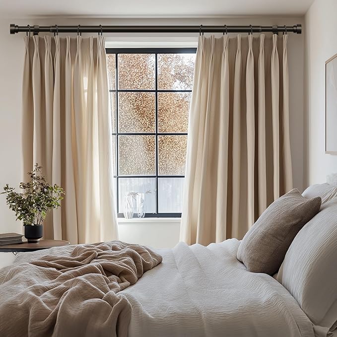 Lootkell 2 Pack Modern Brown Curtain Rods Set for Windows 28 to 48 Inches Adjustable Length Heavy Duty 1" Diameter Window Curtain Rod with Decorative Finials for Outdoor Bedroom Kitchen Living Room