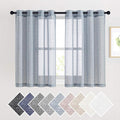 NICETOWN Linen Blend Semi Sheer Window Curtains W52 x L45, Silver Grommet Semitransparent Drapes Balance Light & Privacy for Living Room/Bedroom, 104" W Total 2 PCs, 45" L, Sea Mist