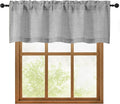 OWENIE Grey Valances for Windows 1 Pcs 18 Inch Length, Light Filtering Textured Short Small Valance Curtains for Bathroom Basement Living Room Bedroom, Half Window Curtains Over Sink, 52" Wx18 L