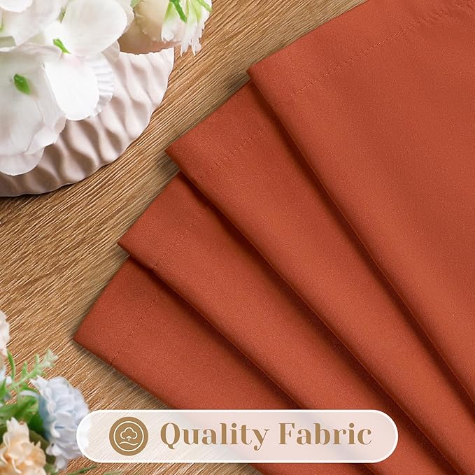 HOMEIDEAS Non-See-Through Fall Burnt Orange Privacy Sheer Kitchen Curtains, 30 X 24 Inches Long 2 Panels Short Sheer Curtains Light Filtering Bathroom Window Drapes for Bedroom Living Room