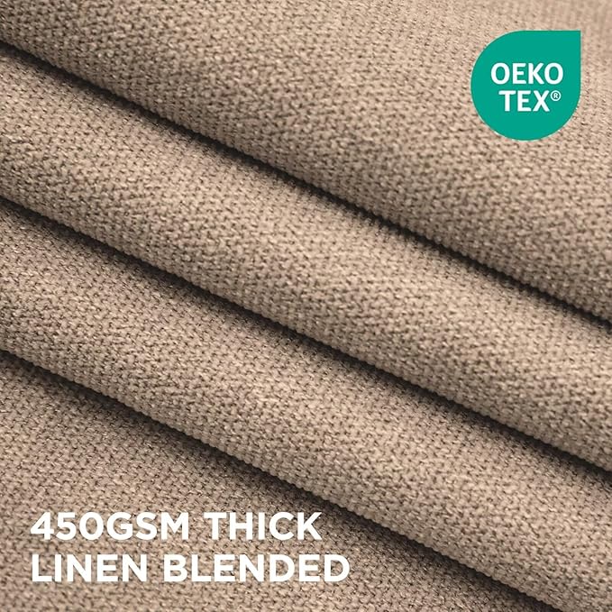 Joydeco Thick Linen Pinch Pleated Curtains 84 Inch Long 2 Panel Set for Living Room, Double-Faced Curtain for Bedroom, Back Tab Blackout Drapes with Adjustable Hooks (40”W x84”L,Thick Linen)
