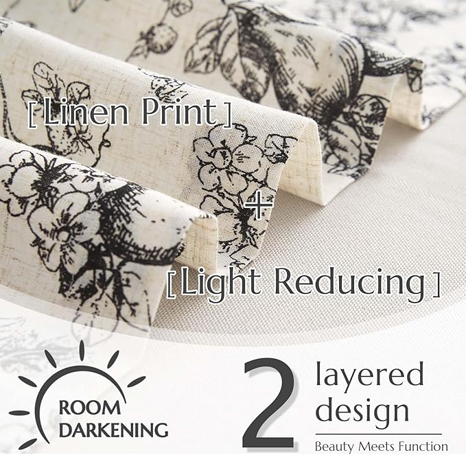 jinchan Linen Valance Curtain for 16 Inch Rustic Farmhouse Country Windows for Living Room Bedroom Bathroom Room Darkening Rod Pocket 1 Panel Black on White