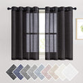 NICETOWN Natural Flax Sheer Linen Curtains Grommet Top, Semitransparent Vertical Blinds Solid Cool Window Treatment Privacy with Light Filter for Boys Bedroom, Black, W52 x L45, Set of 2