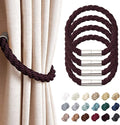 NICEEC 4 Pack Strong Magnetic Curtain Tiebacks Modern Simple Style Drape Tie Backs Convenient Decorative Weave Rope Curtain Holdbacks for Thin or Thick Home & Office Window Draperies (Deep Purple)