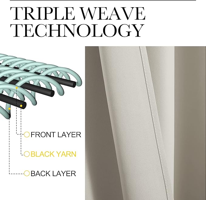NICETOWN Living Room Curtains, Blackout Draperies, Natural, 1 Pair, 70 x 84-inch, Home Decorations Thermal Insulated Solid Rod Pocket Blackout Drapes for Cafe