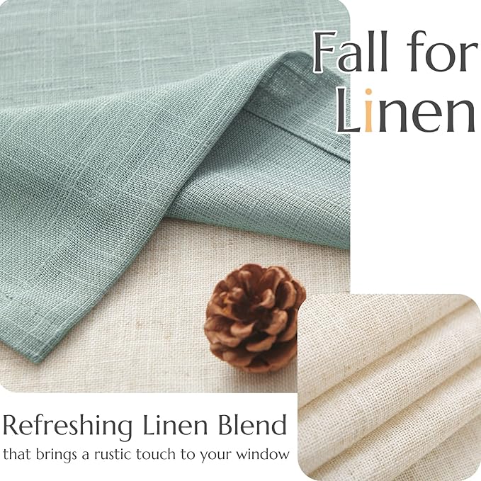 jinchan Linen Valance for Farmhouse Living Room Windows 16 Inch Slubbed Crossed Double Layer Window Valance Light Filtering Rustic Country Overlay Rod Pocket 1 Panel Blue Haze
