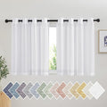 NICETOWN White Short Curtains for Small Window, Grommet Semi Sheer Linen Blend Causal & Rustic Kitchen Curtains & Drapes for Cafe/Nursery, W52 x L36, 2 Panels