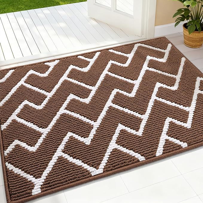 OLANLY Front Door Mat, Non-Slip Rubber Backing, Dirt Resistant and Absorbent, Washable, Easy to Clean Low-Profile Indoor Doormat for Back Door, Entryway, Inside Entrance, 36x24, Coffee