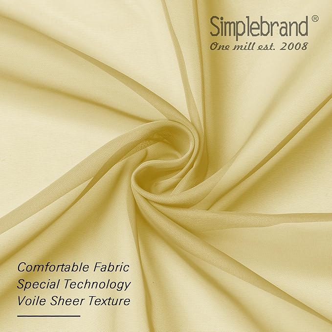 Simplebrand Yellow Valances 14 Inches Long for Living Room Pocket 2 Panel Light Filtering Sheer Translucent Valence Toppers for Short Window Kitchen Bathroom Bedroom 42x14 Inch Length