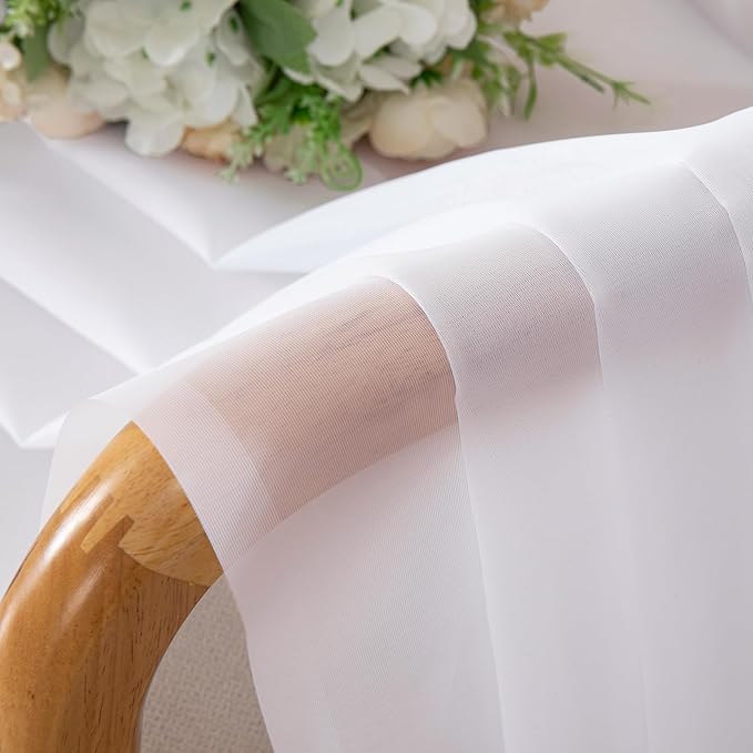 OVZME White Sheer Curtains 63 inch Length 2 Panels for Bedroom Living Room, Light Filtering Dual Rod Pocket Voile, Each 42 Width by 63 Length.