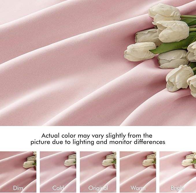 MIULEE Baby Pink Back Tab Blackout Curtains 84 Inch Length 2 Panels Set for Living Room Bedroom Privacy, Rod Pocket/Pinch Pleated Thermal Insulated Room Darkening Light Blocking Curtains 52x84 Inch
