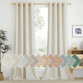 NICETOWN Extra Long Linen Curtains 132 inches Long for Living Room, Grommet Privacy Added Thick Burlap with Light Filtering Semi Sheer Window Treatments for Bedroom, Natural, W55 x L132, 2 Panels