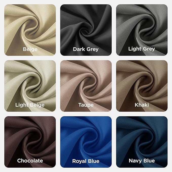 Joydeco Blackout Curtains 63 Inch Length 2 Panels Set, Thermal Insulated Long Curtains& Drapes 2 Burg, Room Darkening Grommet Drapes for Living Room Bedroom Window (W52 x L63 Inch, Khaki)