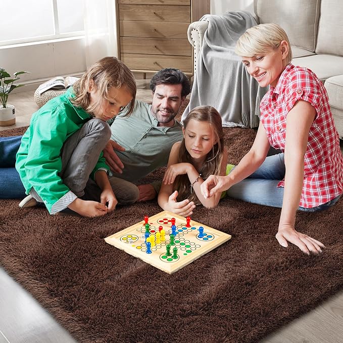 Shag Area Rugs for Bedroom Living Room,6X9 Ultra Soft Fluffy Area Rugs for Dorm, Indoor Carpet Nursery Rugs for Kids Room Home Decor,Brown