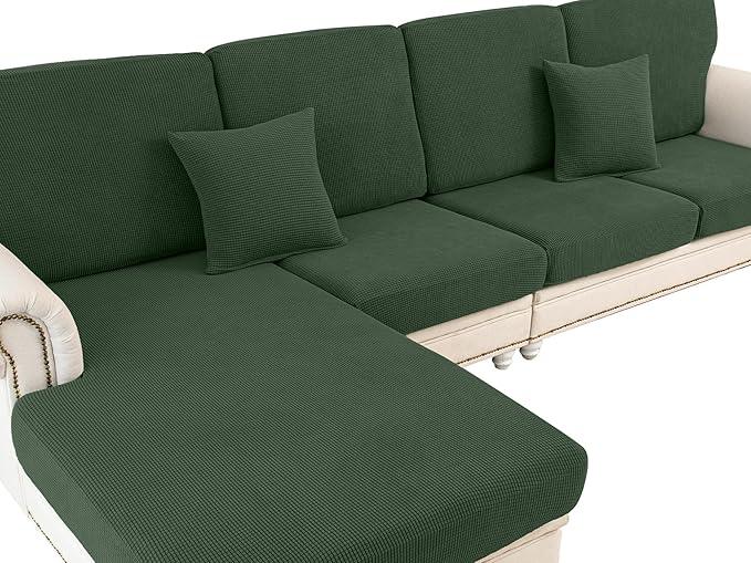 Couch Cushion Cover Seat Cushion Cover Stretch Armchair Cover Separate Sectional Sofa Slipcovers Furniture Protector(1 Piece for Seat or Sofa Backrest, Green)