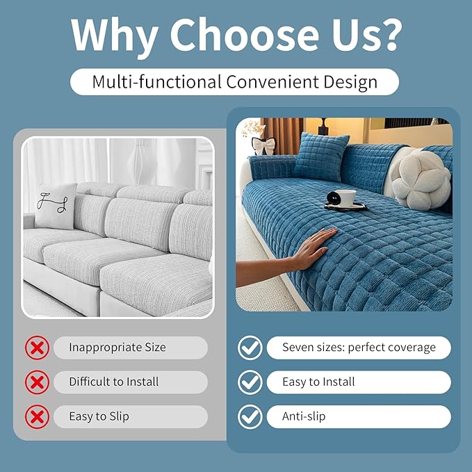Velvet Couch Cover, Plush Sectional Sofa Cover Washable, Anti Slip Sofa Slipcover for Loveseat, Furniture Protector Covers for Pets & Kids(1PC, Black, 35.4"×47.2", Loveseat)