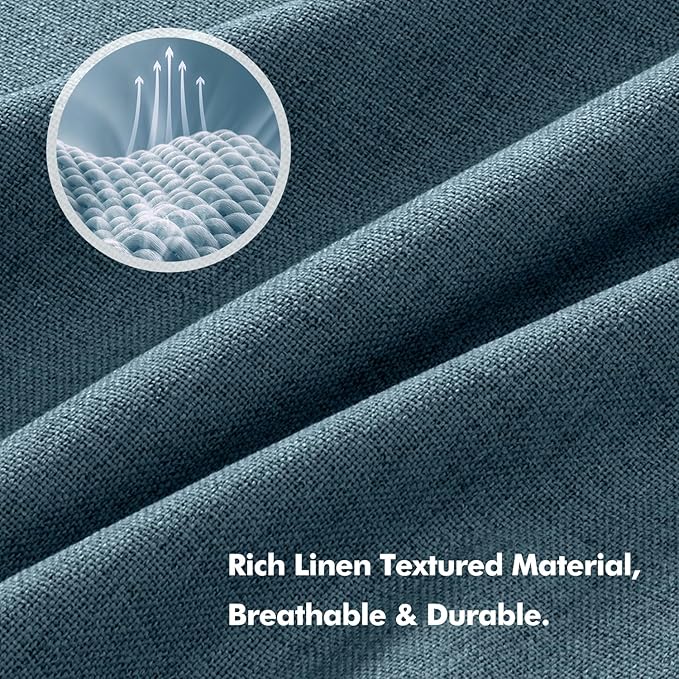 MIULEE 100% Blackout Linen Curtains for Bedroom, Stone Blue Solid Luxury Decor Thermal Insulation Room Darkening Drapes for Living Room Nursery Back Tab Rod Pocket 42 x 108 Inches, 2 Panels