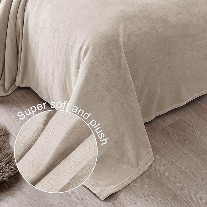 Exclusivo Mezcla Fleece Throw XL Blanket for Couch, Sofa, Super Soft and Warm Camel Blankets, All Season, Cozy, Plush, Lightweight, 50x70 Inches