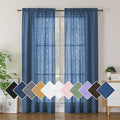 Simplebrand Dusty Blue Semi Sheer Curtains 84 Inches Long 2 Panels, Light Filtering Geometric Jacquard Clip Textured Sheer Curtains for Bedroom，Modern Elegant Window Curtains Drapes，42x84 inch