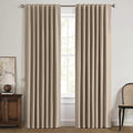 MIULEE 100% Blackout Linen Curtains for Bedroom, Brown Solid Luxury Decor Thermal Insulation Room Darkening Drapes for Living Room Nursery Back Tab Rod Pocket 42 x 72 Inches, 2 Panels