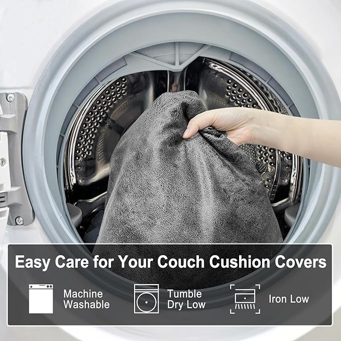 Leather Look Couch Cushion Covers Sofa Seat Slipcovers Sets Couches Furniture Protector for Sectional Armchair Loveseat Pets Kids Stretch Spandex Fabric (1 Cushion XL Sofa, Light Grey)