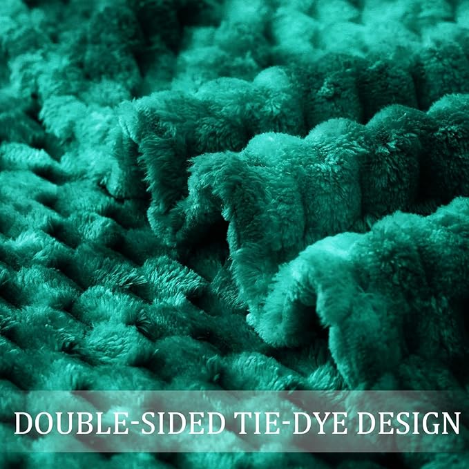 Exclusivo Mezcla Fleece King Blanket for Bed, Extra Large Fuzzy Tie-dye Teal Bed Blankets, Soft Cozy Plush Sofa Throws for All Seasons, 90x104 Inches