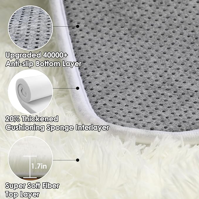 ONASAR Cream White 8x10 Area Rugs for Living Room, Large Fluffy Shag Bedroom Rug, Ivory Soft Plush Thick Shaggy Big Floor Carpet for Kids Boy and Girls Teen Dorm Nursery Indoor Home Decor