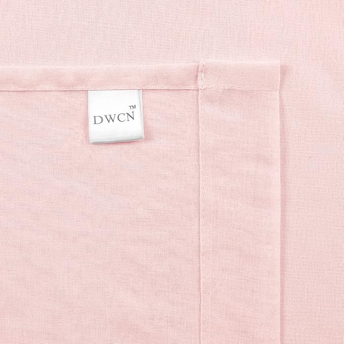 DWCN Blush Pink Sheer Curtains Semi Transparent Voile Rod Pocket Curtains for Bedroom and Living Room, 52 x 84 inches Long, Set of 2 Panels