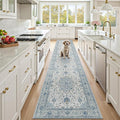 RELEANY Area Rugs 3'x10' Runner Rug Non Slip Washable for Kitchen Hallway Bedroom Beside Laundry Room Bathroom Rug, Floor Carpet, Light Blue Navy Beige Gray White