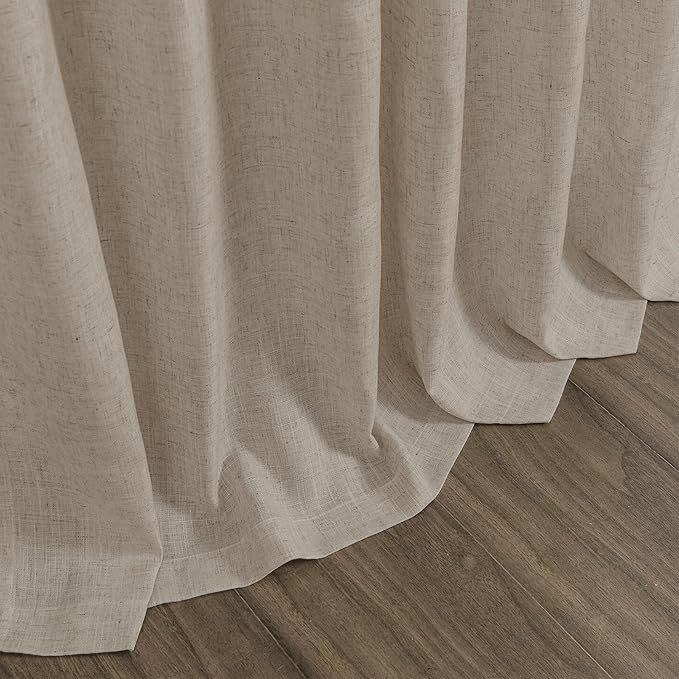 Nanspring Cobblestone Linen Curtains 80 Inch Length for Living Room Light Filtering Semi Sheer Curtain Back Tab Modern Farmhouse Decor Elegant Drapes for Bedroom Dinner Room 52x80, 2 Panels