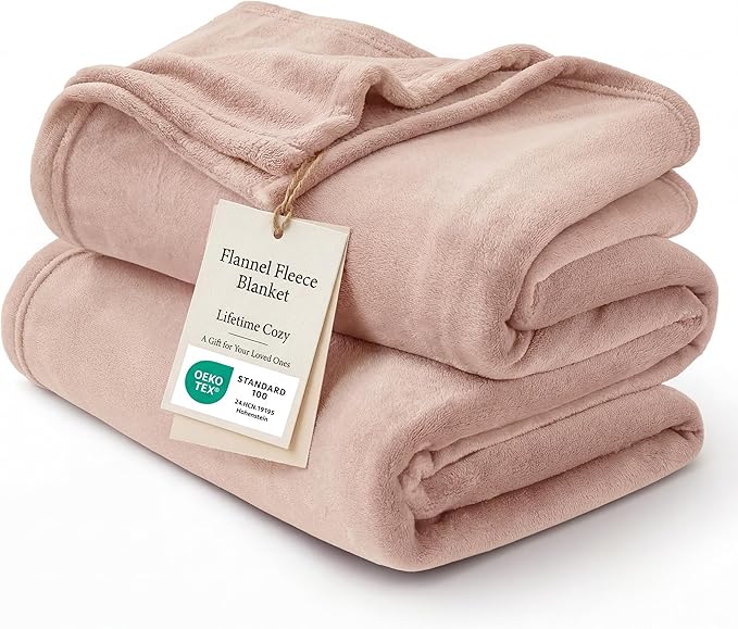 Bedsure GentleSoft Fleece Throw XL Blanket Dusty Pink - 300GSM Soft Lightweight Plush Cozy Blankets for Bed, Sofa, Couch, Travel, Camping, 50x70 inches