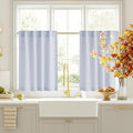 RYB HOME Checkered Cafe Curtains 24 inch Length, Linen Gingham Small Window Treatment Vintage Farmhouse Plaid Curtains Valance for Kitchen Living Room Bathroom, Blue, W26 x L24, 2 Panels