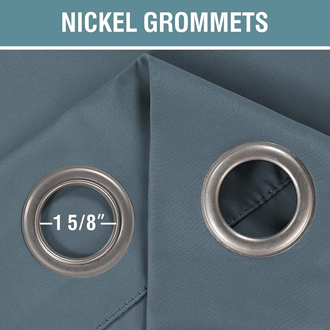 H.VERSAILTEX Blackout Patio Curtains 100x84 Inches for Sliding Door Extral Wide Blackout Curtain Panels Thermal Insulated Room Divider - Grommet Top, 7' Tall by 8.5' Wide - Stone Blue