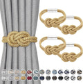 NICEEC 4 Pack Mini Magnetic Curtain Tiebacks Nordic Simple Style Drape Tie Backs Elegant Hand Weave Rope Knot Decorative Curtain Holdbacks for Home & Office Thin Window Drapery (Gold)