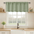 OVZME Green Valance for Windows, Light Filtering Faux Linen Textured Small Kitchen Valances for Windows, Dual Rod Pocket Farmhouse Short Curtain for Bathroom Basement, 52Wx18L inch, 1 Piece