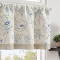 jinchan Linen Floral Valance Curtain for Kitchen Blue Flower on Beige for Windows Room Darkening Farmhouse Valance Double Layer Window Treatment Decoration 1 Panel Rod Pocket 16 Inch