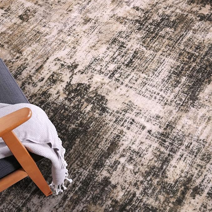 IOHOUZE Abstract Runner Rug 3x18 Ft Washable Runners for Hallways, Non Slip Kitchen Runner Printed Faux Wool Entryway Runner Indoor, Modern Abstract Floor Carpet for Hall Stair, Brown/Rust