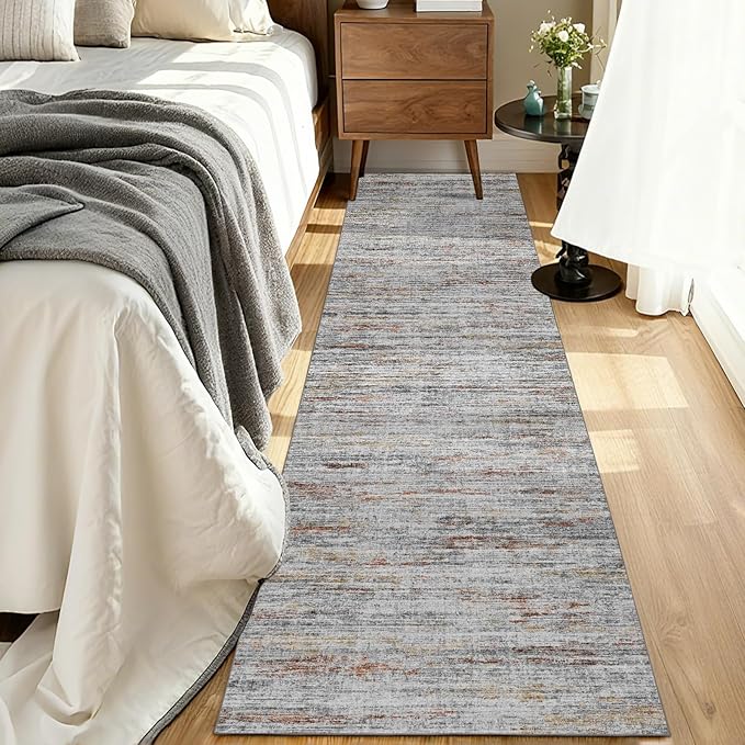 2.5x10 Washable Runner Rugs,10 ft Runner Rug for Hallways,Ultra-Thin Abstract Long Stain Resistant Rug Runner，Non-Slip Backing Kitchen Runner Rugs for Bedroom，Entryway，Living Dining Room