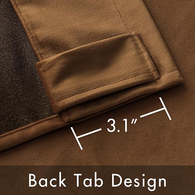 MIULEE Velvet Curtains 90 inches - Luxury Blackout Curtains for Bedroom Living Room Thermal Insulated Super Soft Window Drapes Rod Pocket & Back Tab, Brown, W52 x L90 inches, 2 Panels