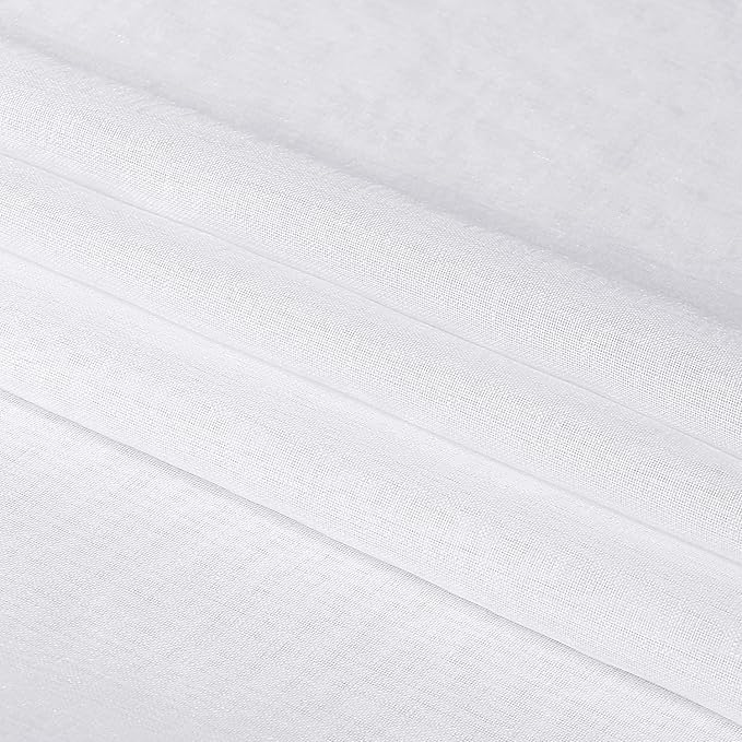 DWCN White Sheer Curtains for Kitchen Windows - Rod Pocket Semi Transparent Voile Tier Curtains for Bedroom, Living Room, Farmhouse, 36 x 36 inches Long, Set of 2 Panels