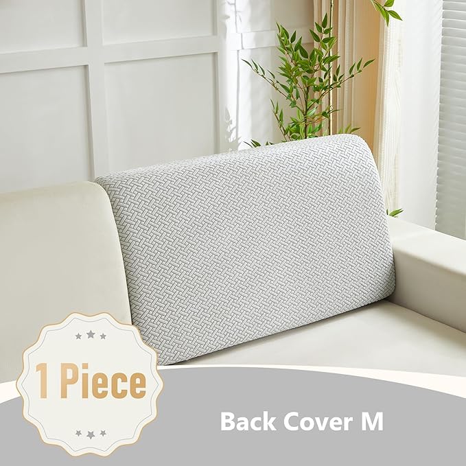 Couch Cushion Covers for Sofa Couch Covers Wear-Resistant Universal Sofa Cover Washable Stretch for Sectional Slipcovers (Texture-Light Gray,Back Cover M)