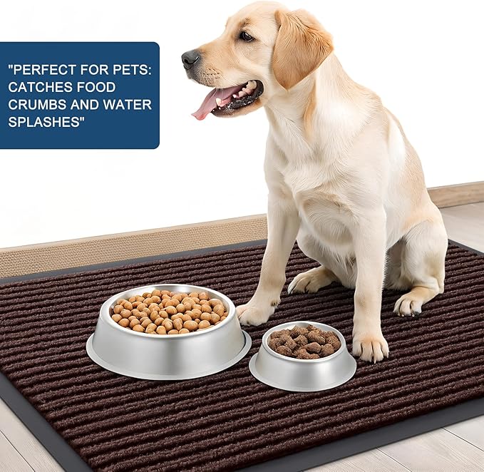 OLANLY Front Door Mat Indoor Outdoor Entrance, 2-Pack 29.5 x 17 Inch, Waterproof Heavy Duty Doormat, Fade Resistant, Low Profile, Easy Clean Patio Porch Welcome Floor Mats for Entry, Brown