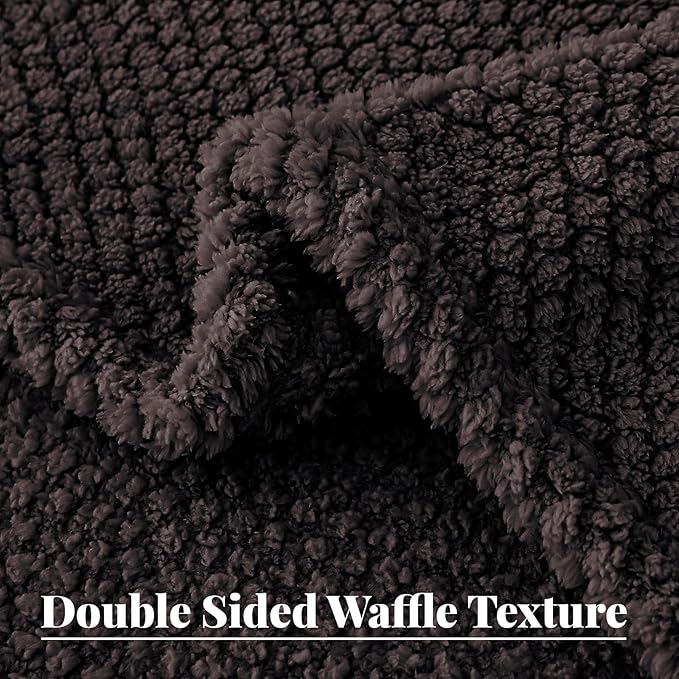 Whale Flotilla Queen Size Fuzzy Fleece Blanket, Fluffy Warm Soft Jacquard Bed Blankets for All Season, Lightweight and Cozy, 90x90 Inch, Coffee